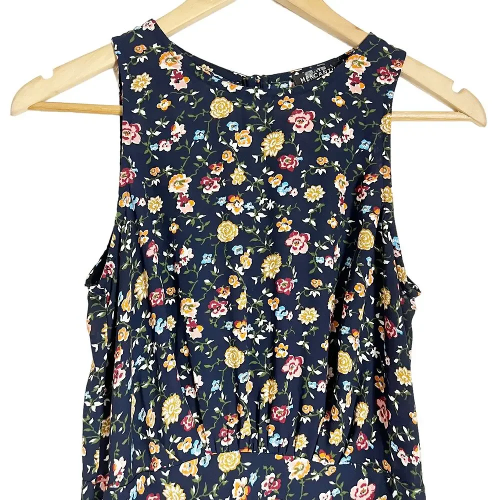 J.Crew Mercantile Black Floral Sleeveless Dress Size 4 - Picture 8 of 10